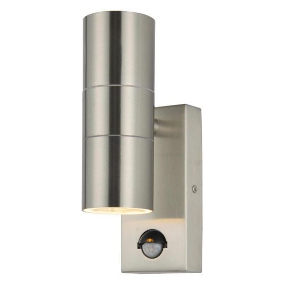 Forum Leto IP65 2lt GU10 Wall Light w OR PIR Stainless Steel